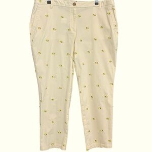 Talbots Lemon Embroidered Chino Pants Ivory Cotton Stretch | Plus 16W Petite | R